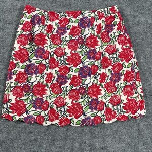 Lilly Pulitzer Skirt Womens 10 Floral Scalloped Hem Summer Preppy Casual Classic
